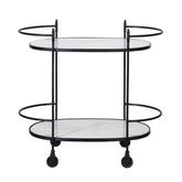 Chapman Black Finish and White Marble Bar Cart